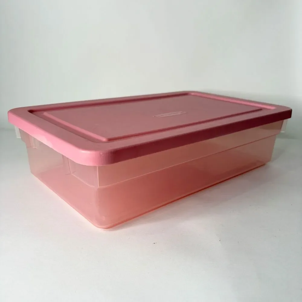 Vintage Rubbermaid Storage Container Dusty Pink With Lid Plastic Snap Shut 0286